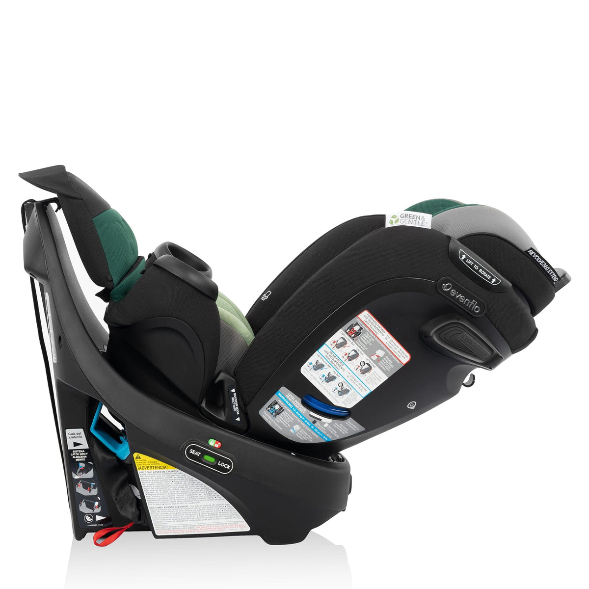 Evenflo GOLD Revolve360 Extend All-in-One Rotating Convertible Car Seat with SensorSafe - Emerald (Green & Gentle)