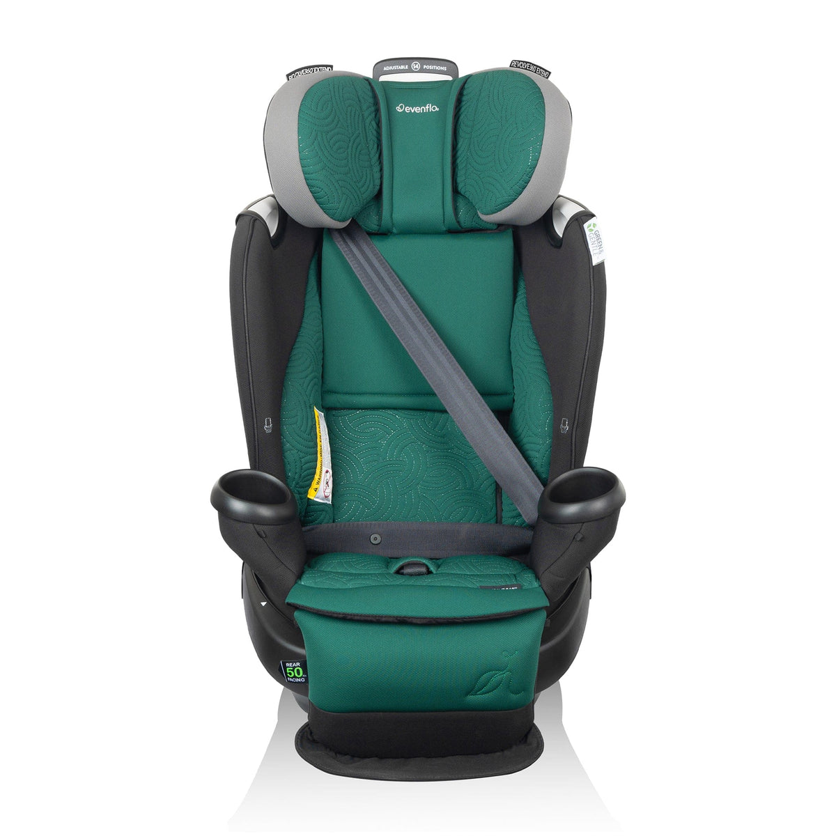 Evenflo GOLD Revolve360 Extend All-in-One Rotating Convertible Car Seat with SensorSafe - Emerald (Green & Gentle)