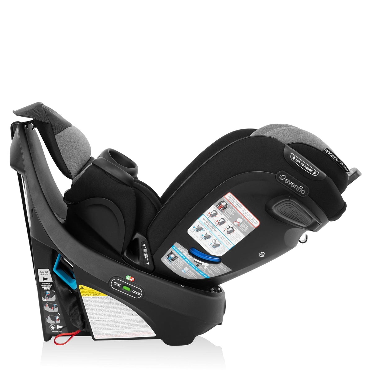 Evenflo GOLD Revolve360 Extend All-in-One Rotating Convertible Car Seat with SensorSafe - Moonstone