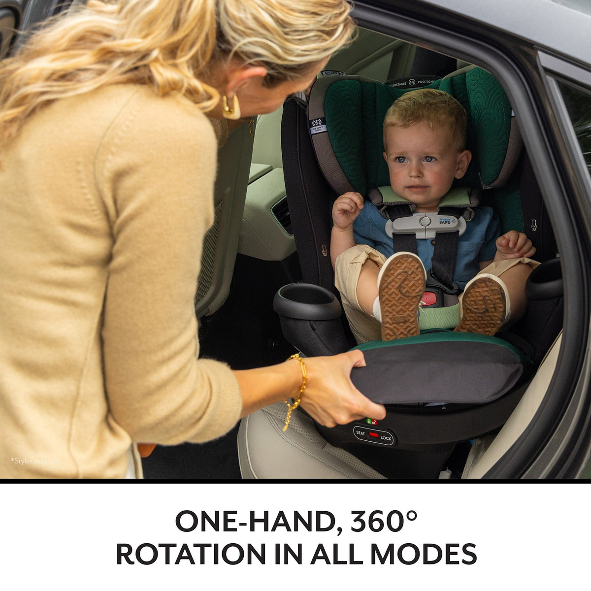 Evenflo GOLD Revolve360 Extend All-in-One Rotating Convertible Car Seat with SensorSafe - Onyx