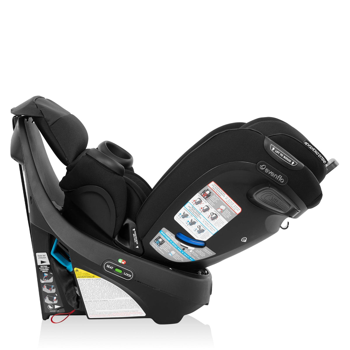 Evenflo GOLD Revolve360 Extend All-in-One Rotating Convertible Car Seat with SensorSafe - Onyx