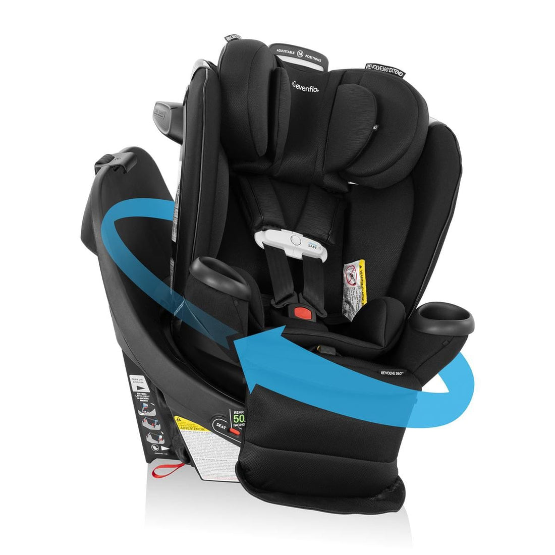 Evenflo GOLD Revolve360 Extend All-in-One Rotating Convertible Car Seat with SensorSafe - Onyx
