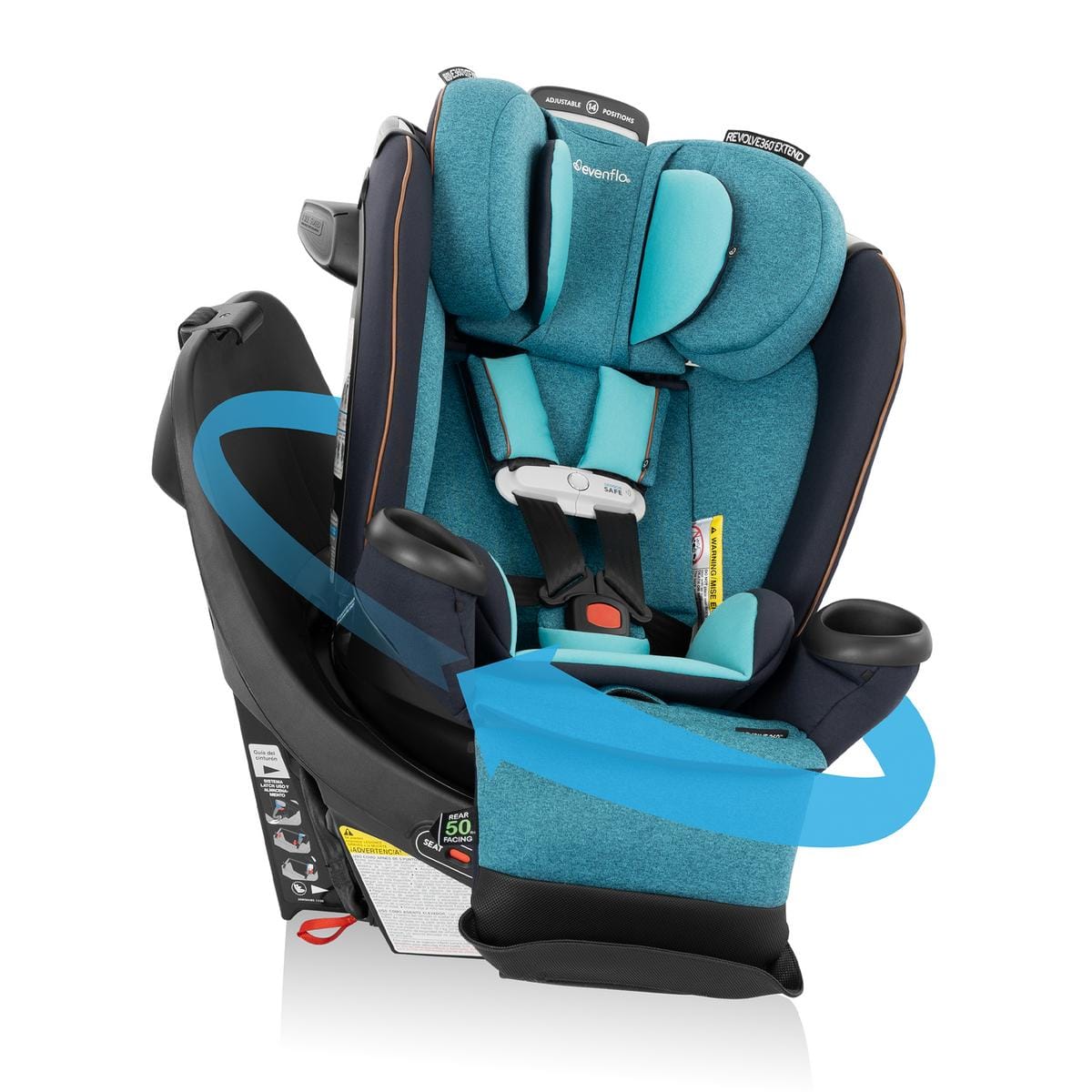 Evenflo GOLD Revolve360 Extend All-in-One Rotating Convertible Car Seat with SensorSafe - Sapphire
