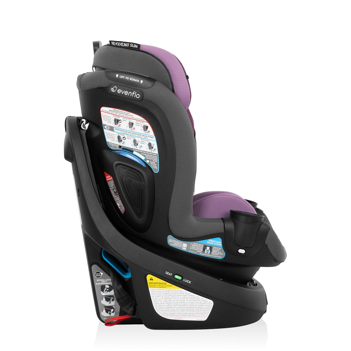 Evenflo GOLD Revolve360 Slim 2-in-1 Rotating Convertible Car Seat with SensorSafe - Amethyst