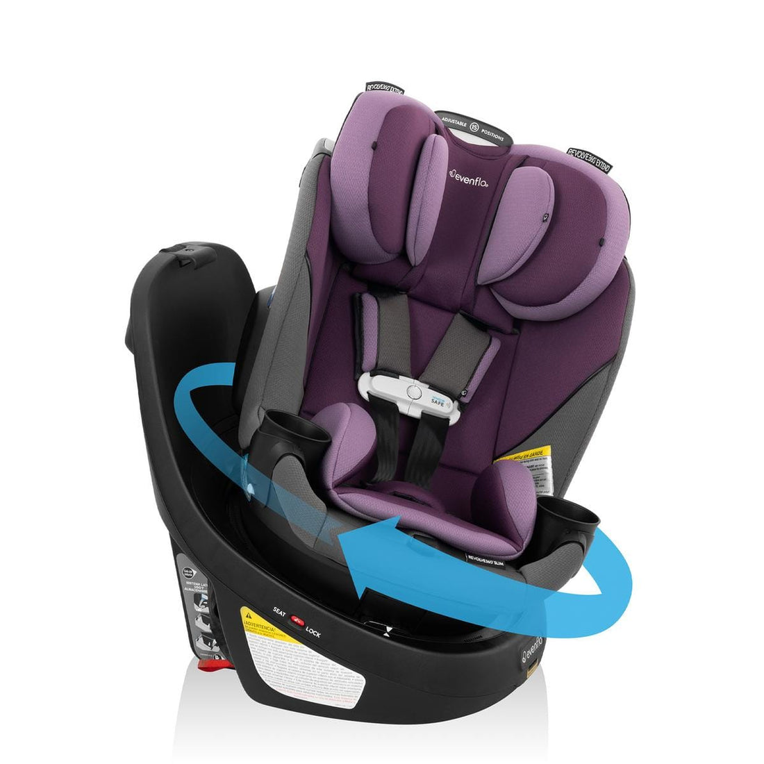 Evenflo GOLD Revolve360 Slim 2-in-1 Rotating Convertible Car Seat with SensorSafe - Amethyst