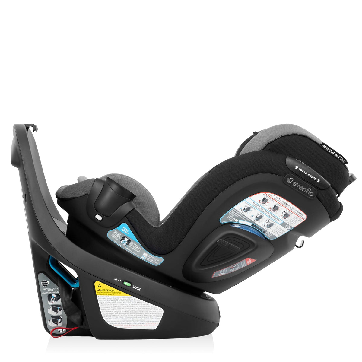 Evenflo GOLD Revolve360 Slim 2-in-1 Rotating Convertible Car Seat with SensorSafe - Obsidian