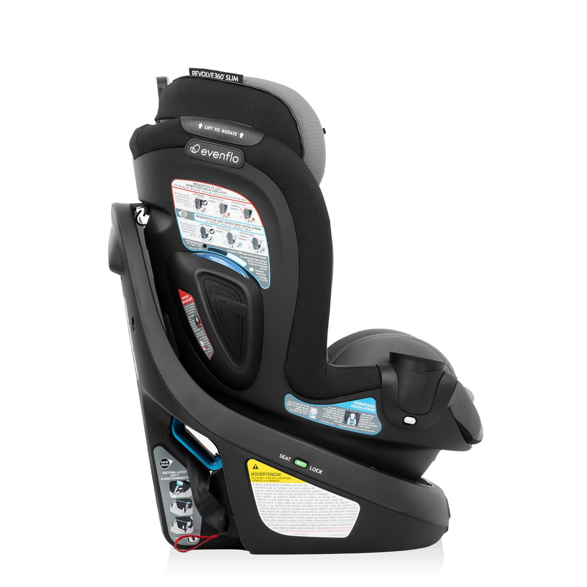 Evenflo GOLD Revolve360 Slim 2-in-1 Rotating Convertible Car Seat with SensorSafe - Obsidian