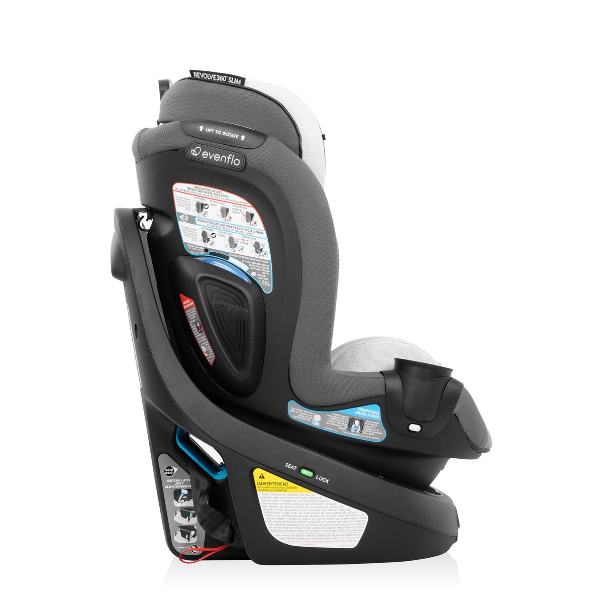 Evenflo GOLD Revolve360 Slim 2-in-1 Rotating Convertible Car Seat with SensorSafe - Pearl