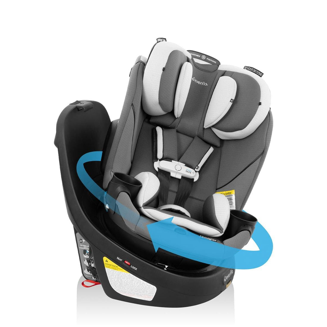 Evenflo GOLD Revolve360 Slim 2-in-1 Rotating Convertible Car Seat with SensorSafe - Pearl