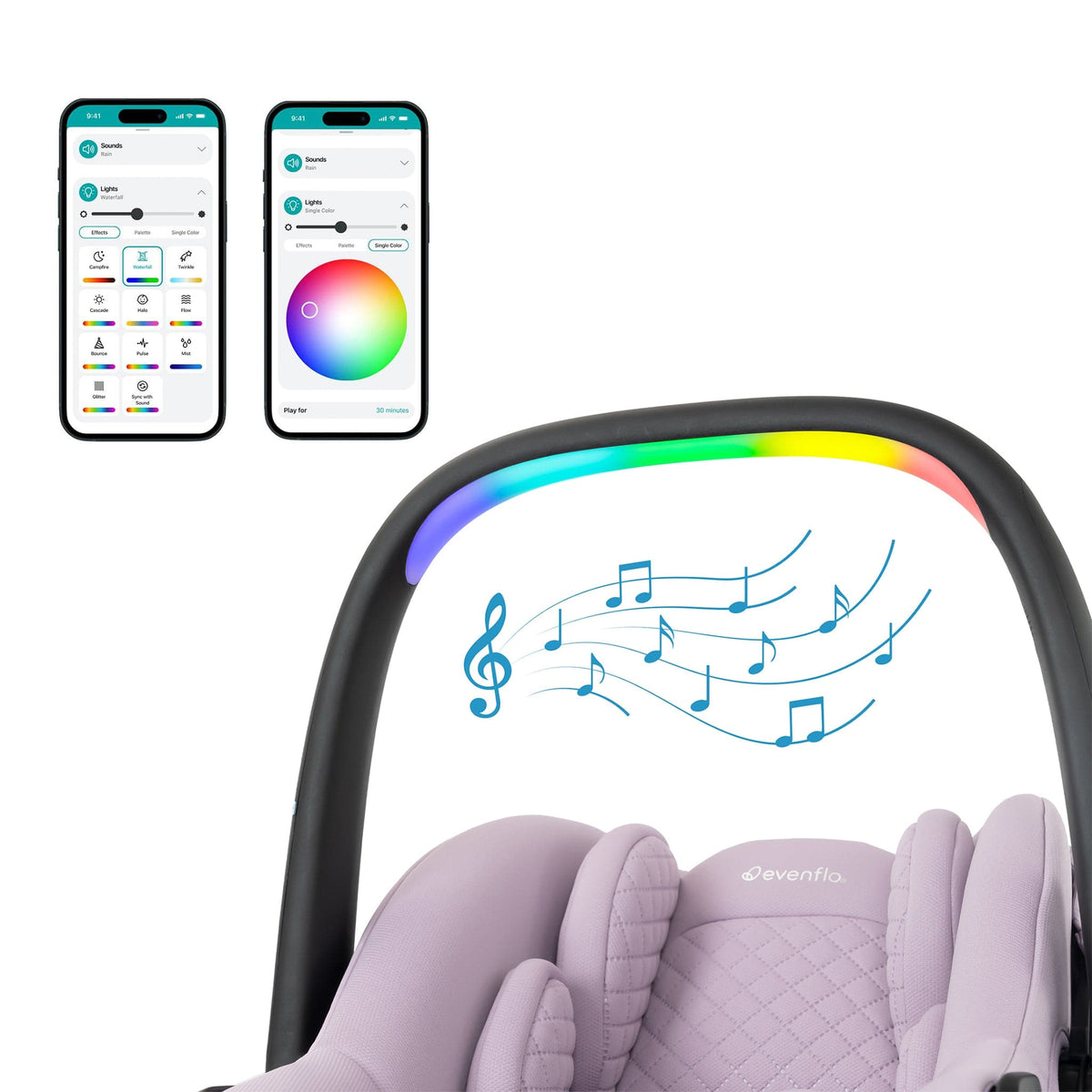Evenflo Revolve180 LiteMax NXT Rotating Infant Car Seat with SensorySoothe - Agate Purple
