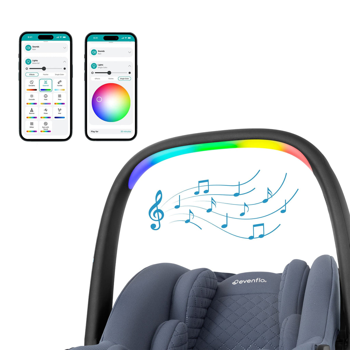 Evenflo Revolve180 LiteMax NXT Rotating Infant Car Seat with SensorySoothe - Flint