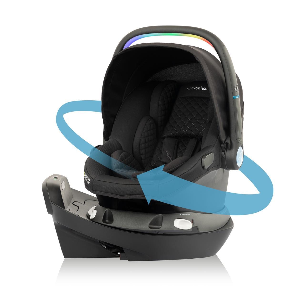 Evenflo Revolve180 LiteMax NXT Rotating Infant Car Seat with SensorySoothe - Jasper Black