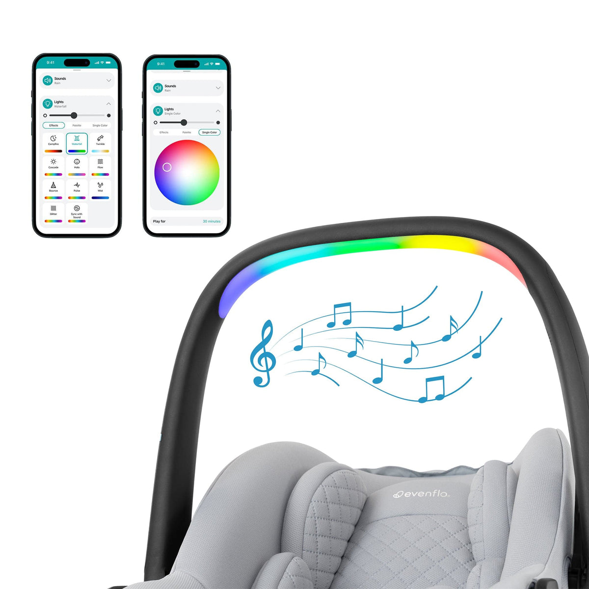 Evenflo Revolve180 LiteMax NXT Rotating Infant Car Seat with SensorySoothe - Quartz