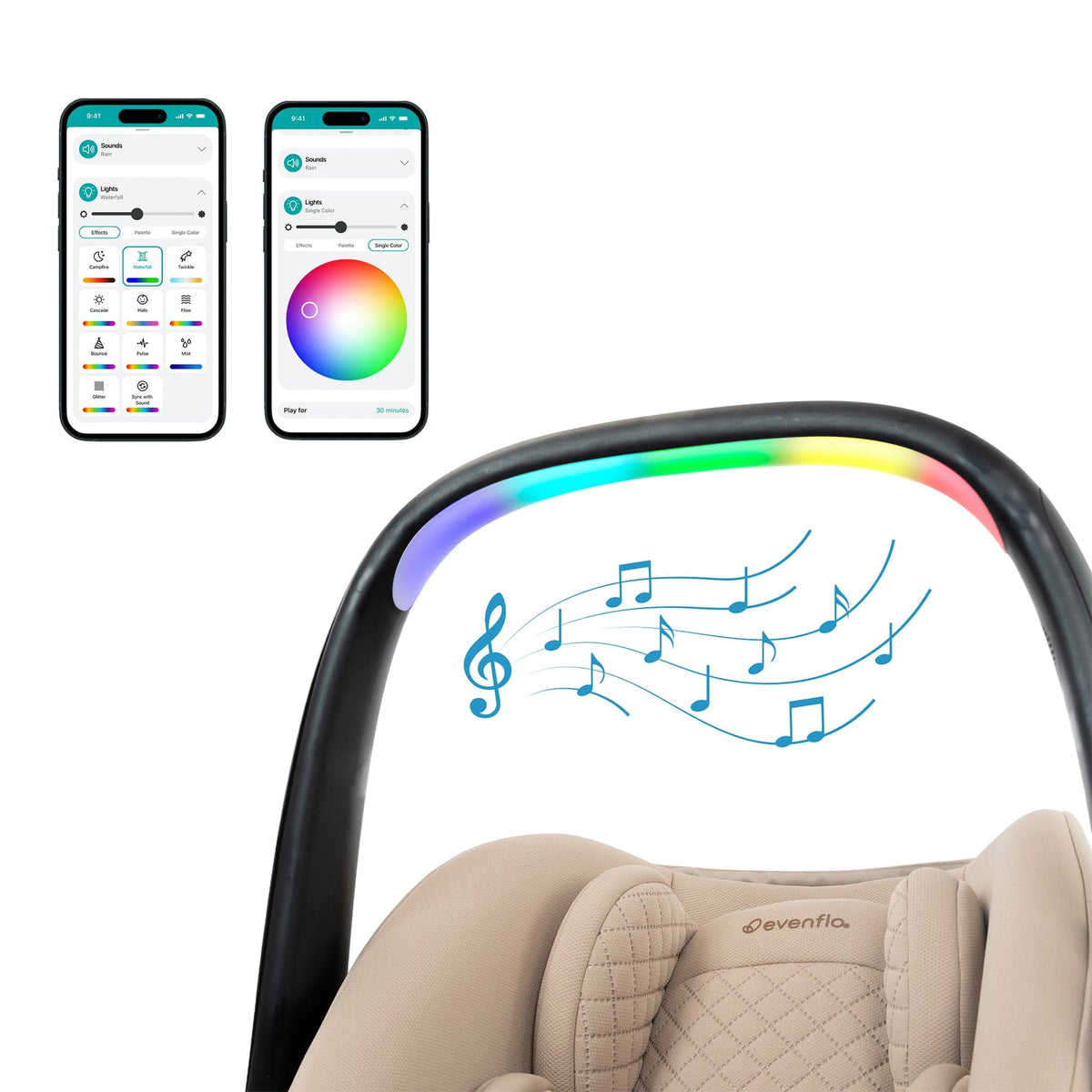 Evenflo Revolve180 LiteMax NXT Rotating Infant Car Seat with SensorySoothe - Topaz