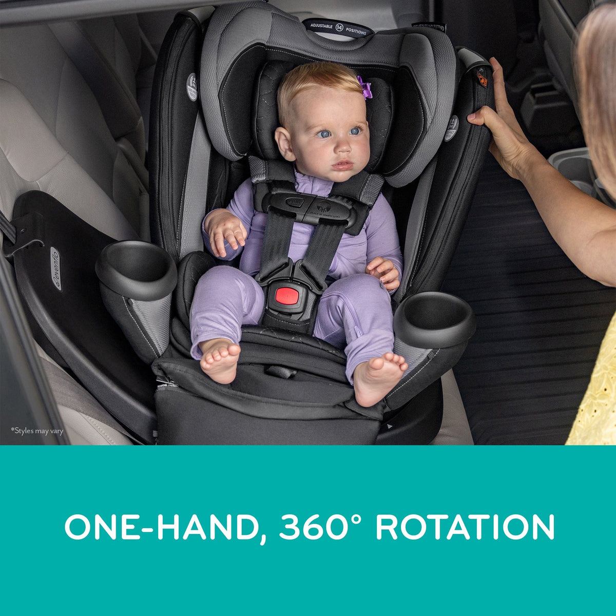 Evenflo Revolve360 Extend All-in-One Rotating Convertible Car Seat with Quick Clean Cover - Revere Gray