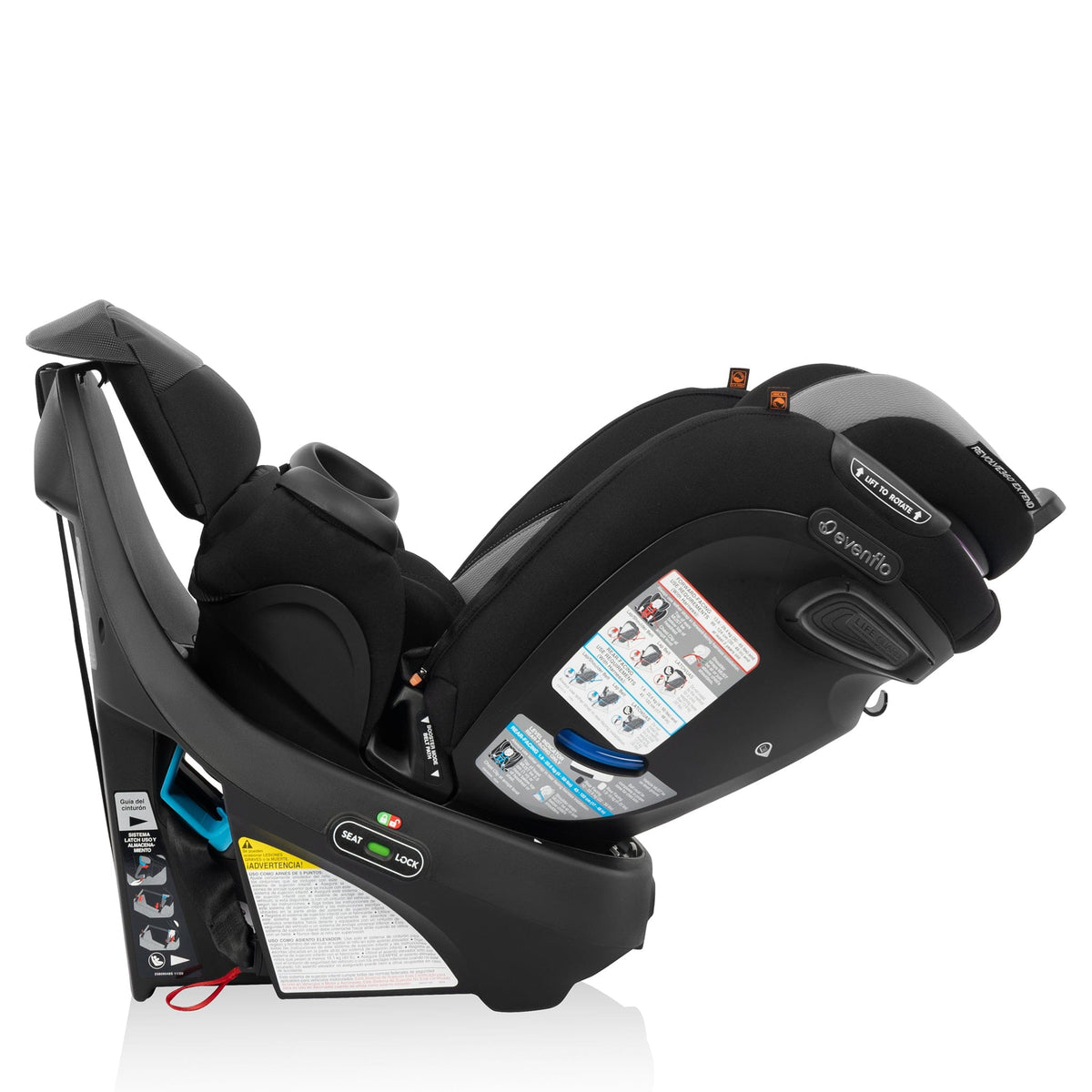 Evenflo Revolve360 Extend All-in-One Rotating Convertible Car Seat with Quick Clean Cover - Revere Gray