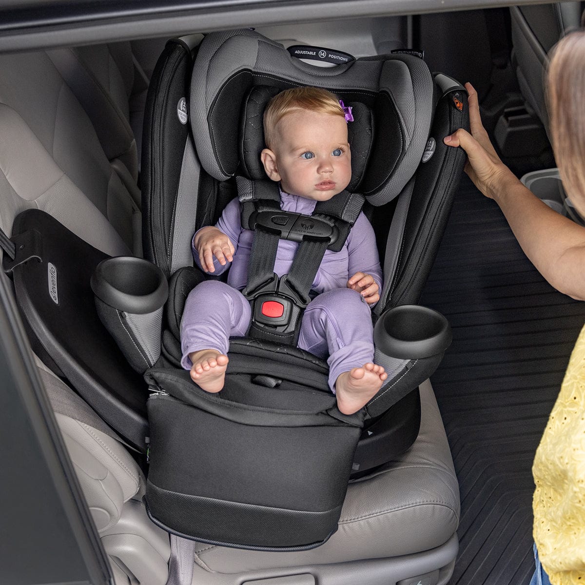 Evenflo Revolve360 Extend Rotating All-in-One Convertible Car Seat With Quick Clean Cover - Revere Gray