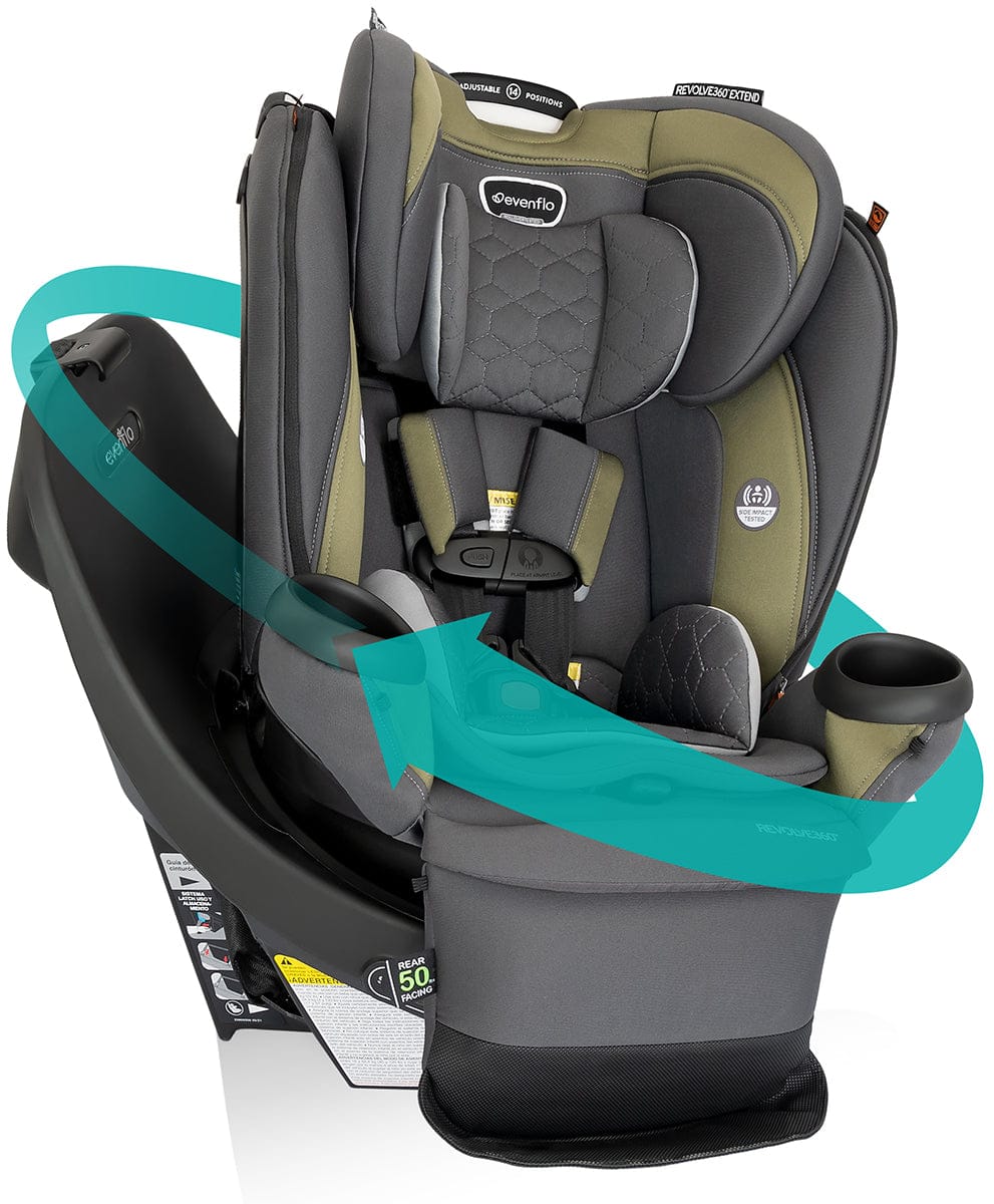 Evenflo Revolve360 Extend Rotating All-in-One Convertible Car Seat With Quick Clean Cover - Rockland Green