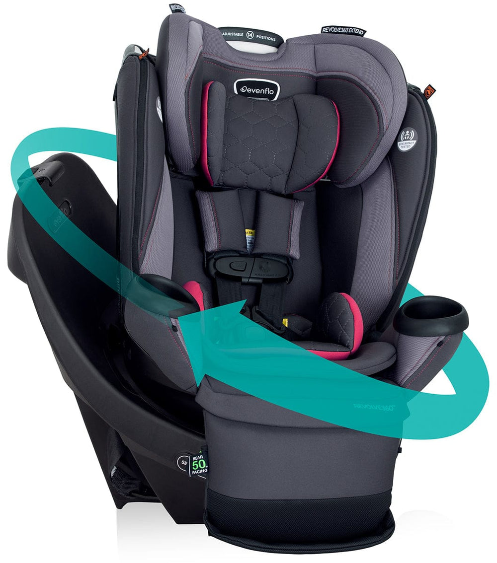 Evenflo Revolve360 Extend Rotating All-in-One Convertible Car Seat With Quick Clean Cover - Rowe Pink