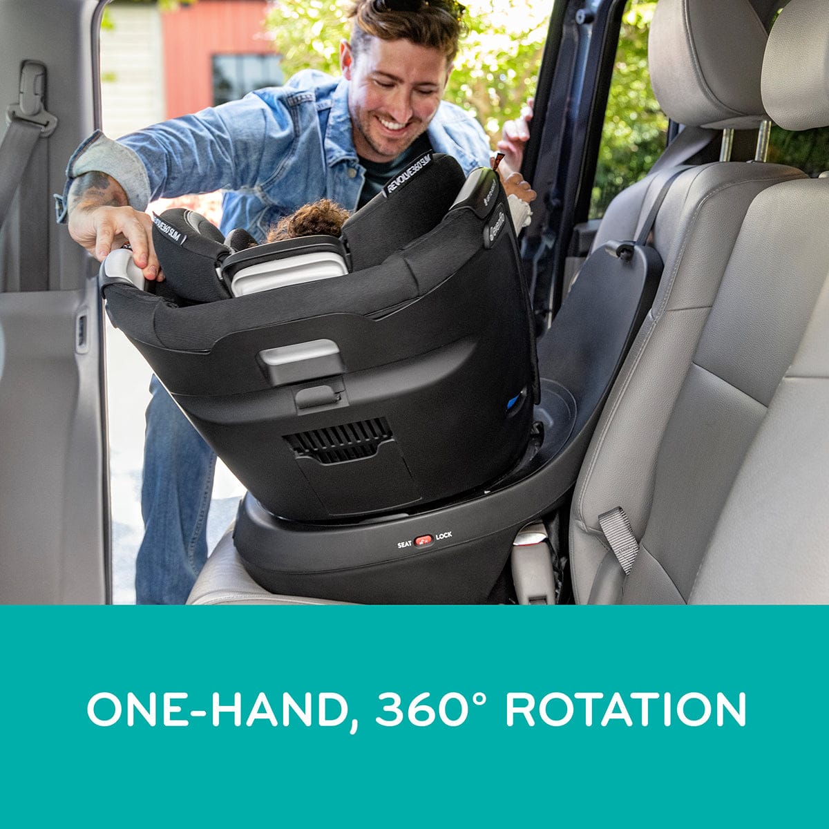 Evenflo Revolve360 Slim 2-in-1 Rotating Convertible Car Seat with Quick Clean Cover - Salem Black