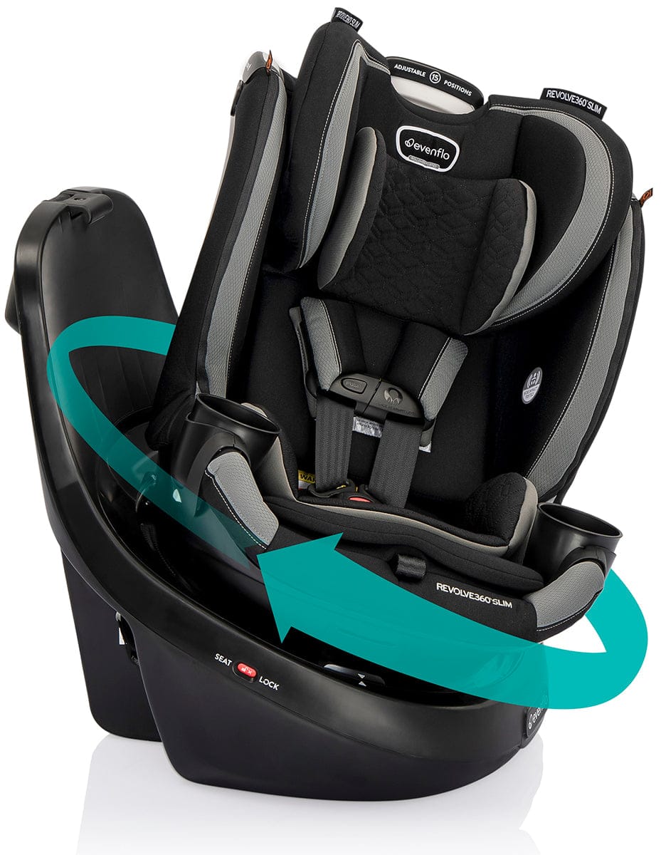Evenflo Revolve360 Slim 2-in-1 Rotating Convertible Car Seat with Quick Clean Cover - Salem Black