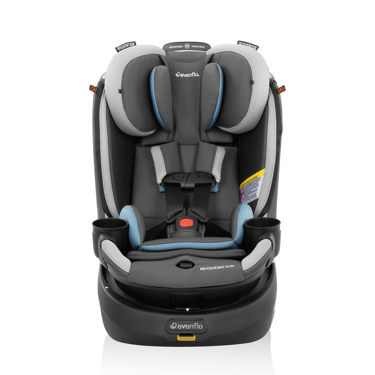 Evenflo Revolve360 Slim 2-in-1 Rotating Convertible Car Seat with Quick Clean Cover - Stow Blue