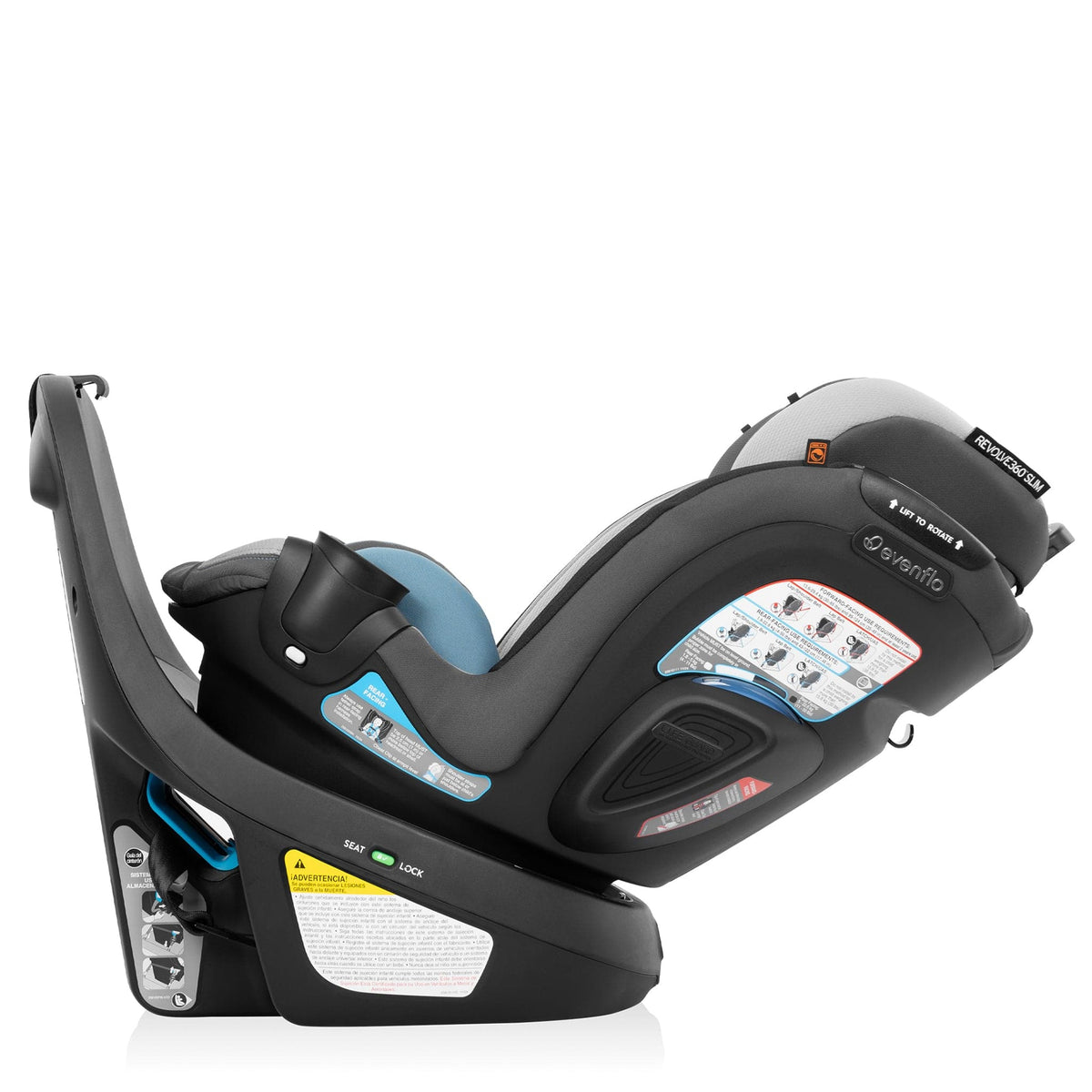 Evenflo Revolve360 Slim 2-in-1 Rotating Convertible Car Seat with Quick Clean Cover - Stow Blue