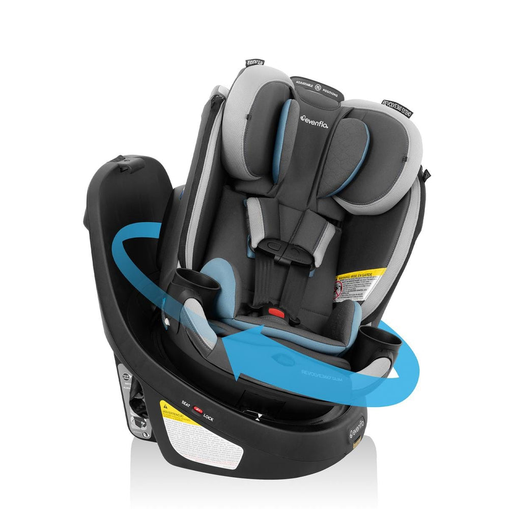 Evenflo Revolve360 Slim 2-in-1 Rotating Convertible Car Seat with Quick Clean Cover - Stow Blue
