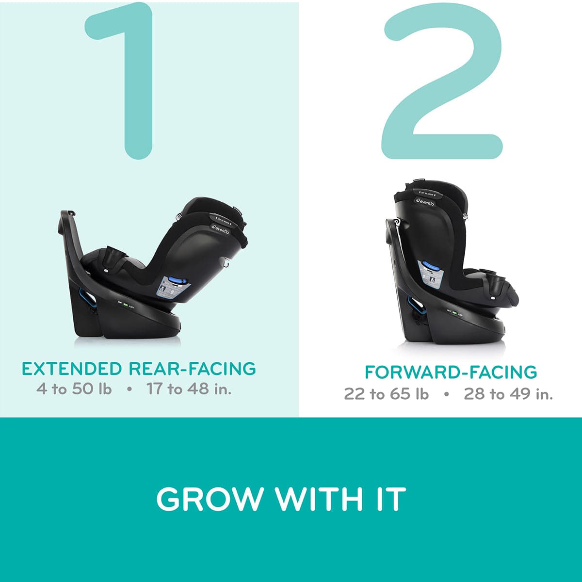 Evenflo Revolve360 Slim 2-in-1 Rotating Convertible Car Seat with Quick Clean Cover - Sutton Purple