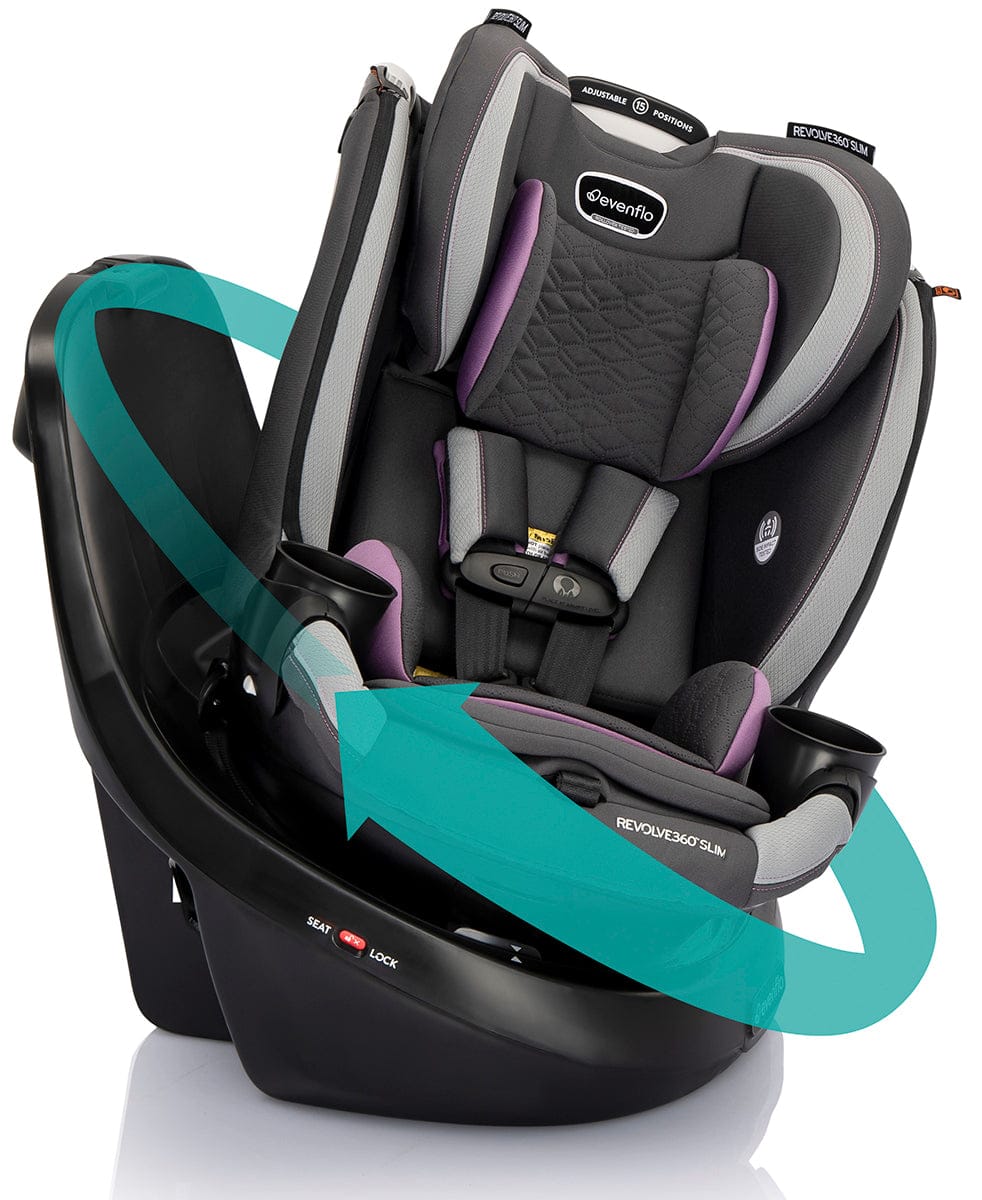 Evenflo Revolve360 Slim 2-in-1 Rotating Convertible Car Seat with Quick Clean Cover - Sutton Purple