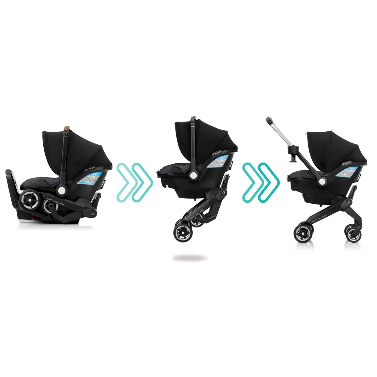 Evenflo Shyft DualRide Infant Car Seat Stroller Combo with Carryall Storage - Boone Gray