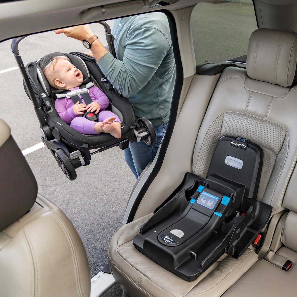 Evenflo Shyft DualRide Infant Car Seat Stroller Combo with Carryall Storage - Sylva Pink