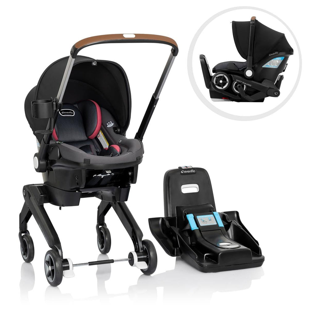 Evenflo Shyft DualRide Infant Car Seat Stroller Combo with Carryall Storage - Sylva Pink