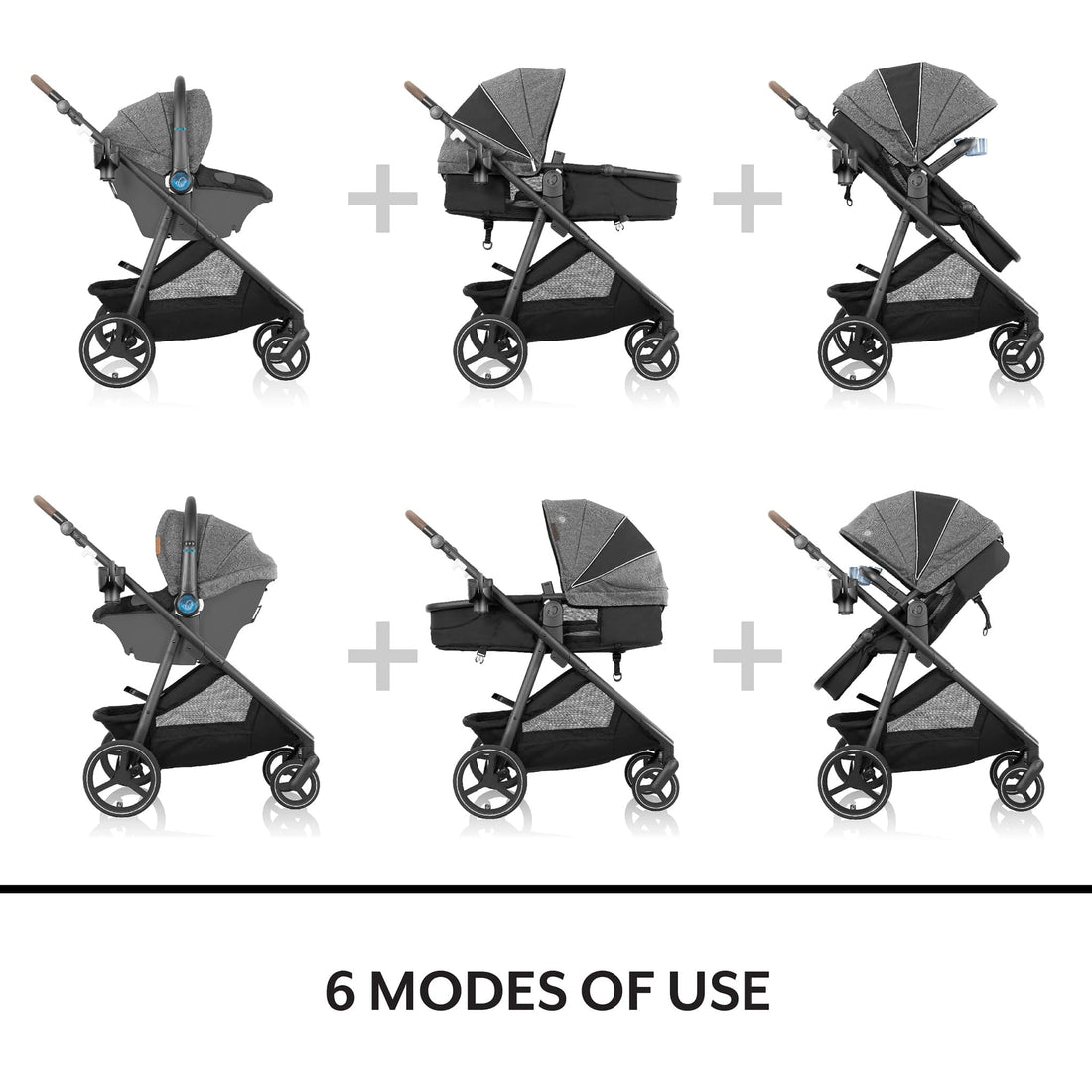 Evenflo Shyft Intuiti+ Stroller Travel System + Revolve180 LiteMax NXT with SensorySoothe - Dubhan Black