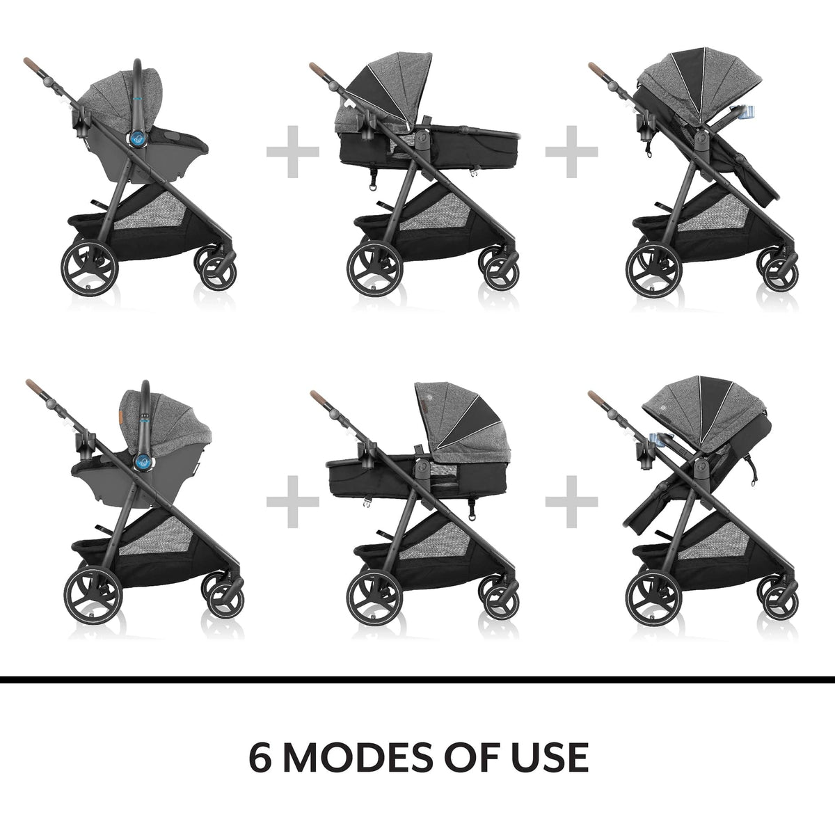 Evenflo Shyft Intuiti+ Stroller Travel System + Revolve180 LiteMax NXT with SensorySoothe - Dubhan Black