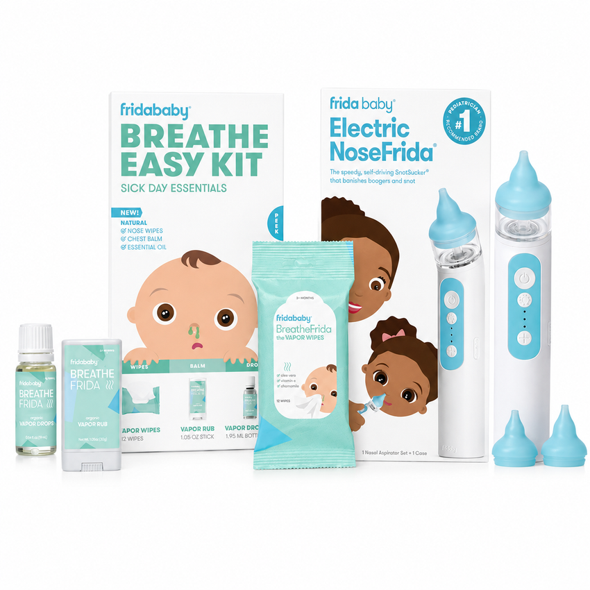 Electric NoseFrida Nasal Aspirator & Breathe Easy Sick Day Essentials Kit Bundle