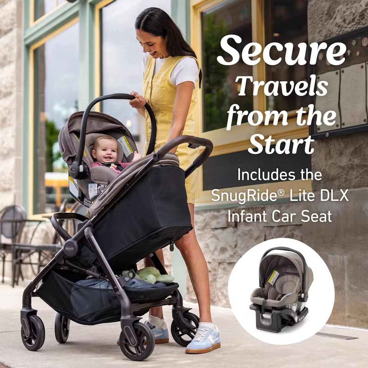 Graco Merge + SnugRide Lite DLX Stroller & Car Seat Travel System - Sable