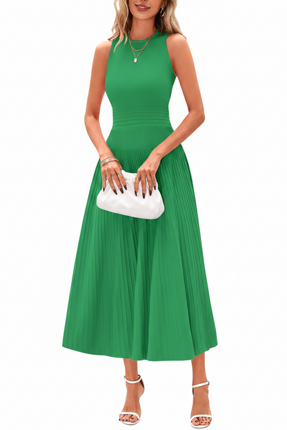 Women's Sleeveless Pleated A-Line Midi Dress