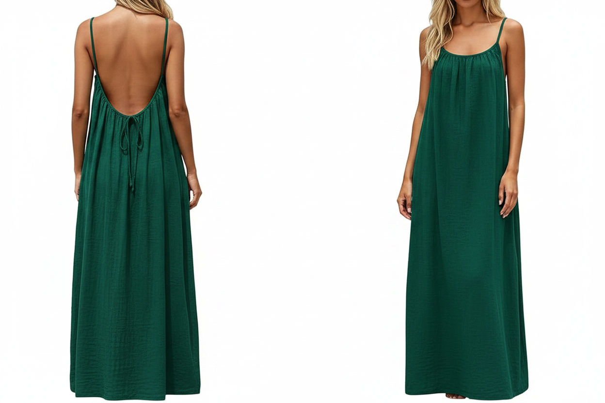 Women's Backless Sleeveless Cami Lounge Maxi Dress