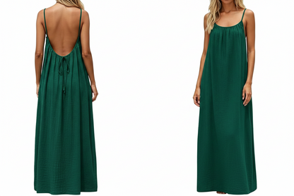 Women's Backless Sleeveless Cami Lounge Maxi Dress