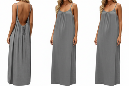 Women's Backless Sleeveless Cami Lounge Maxi Dress