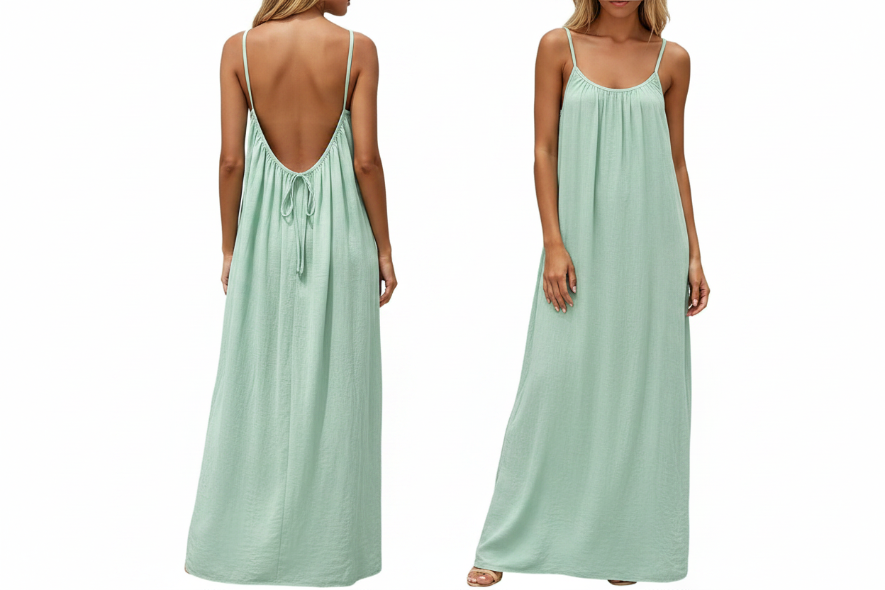 Women's Backless Sleeveless Cami Lounge Maxi Dress