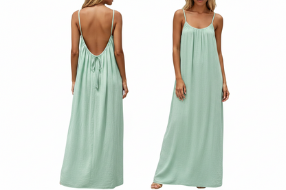 Women's Backless Sleeveless Cami Lounge Maxi Dress