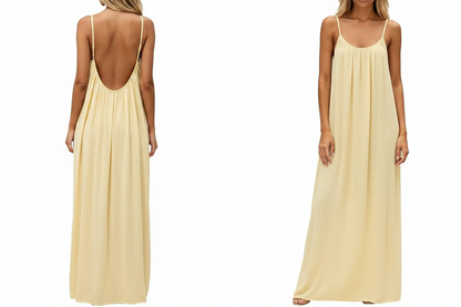 Women's Backless Sleeveless Cami Lounge Maxi Dress
