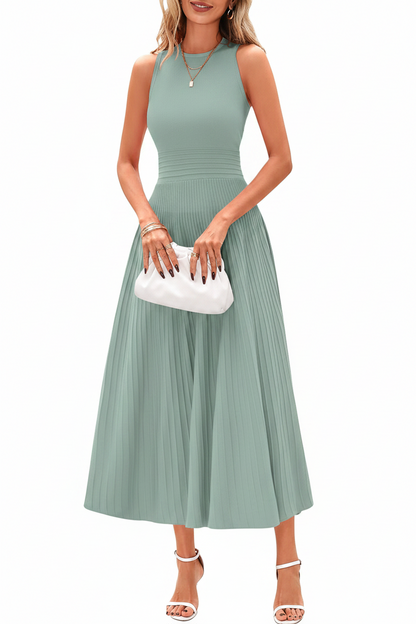 Women's Sleeveless Pleated A-Line Midi Dress