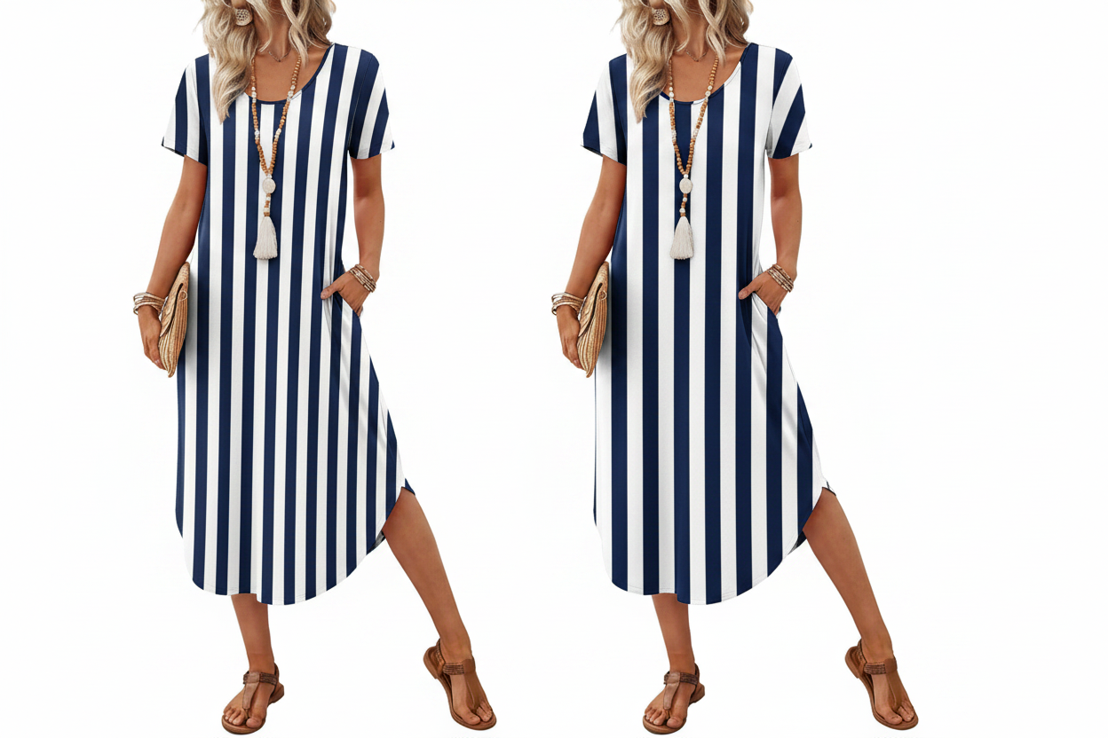Women's Casual Midi T-Shirt Dress with Pockets