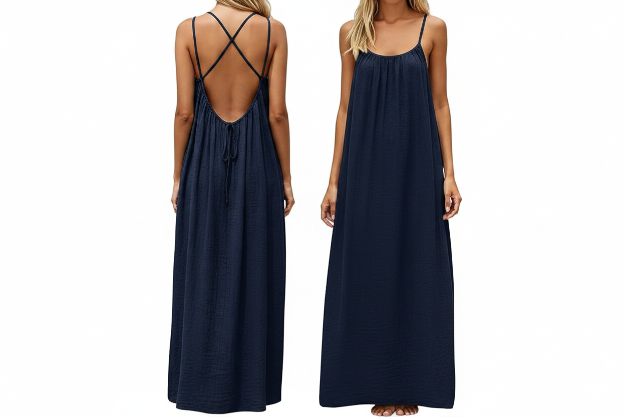 Women's Backless Sleeveless Cami Lounge Maxi Dress