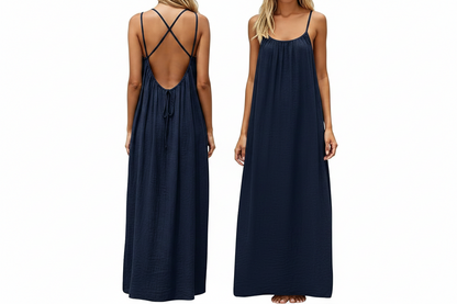 Women's Backless Sleeveless Cami Lounge Maxi Dress