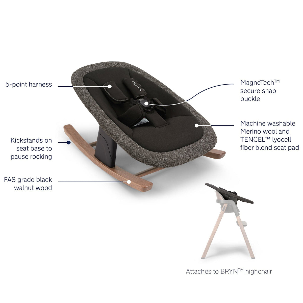 Nuna BRYN High Chair + Newborn Rocker Bundle - Sanderson