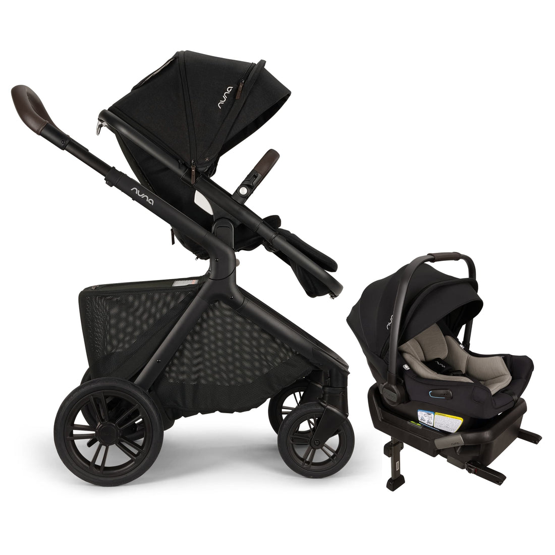 Nuna DEMI icon Stroller + PIPA aire Infant Car Seat Travel System - Caviar